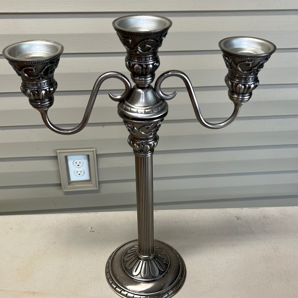 Partylite satin silver taper holder, 10.5” and candelabra peg